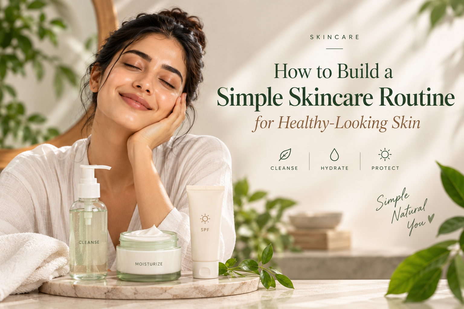 Simple skincare routine for healthy-looking skin
