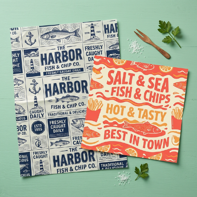 Custom Fish and Chip Paper For Fresh Food Packaging